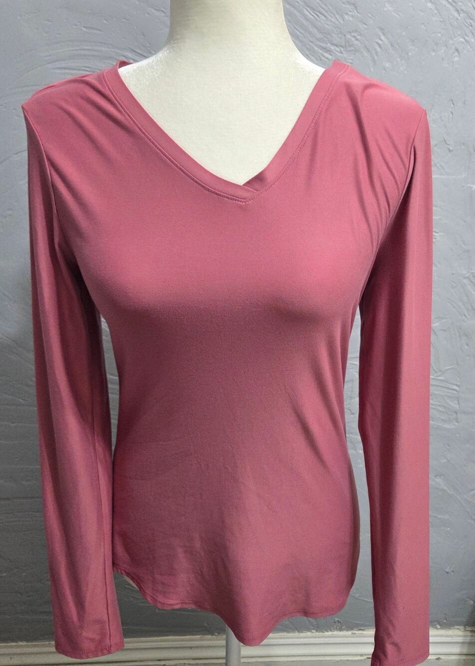 No Boundaries Pink Long Sleeve Woman's Stretchy Shirt Size Large